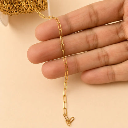 1 Ft of 14K Gold Plated Stainless Steel Paperclip Chain