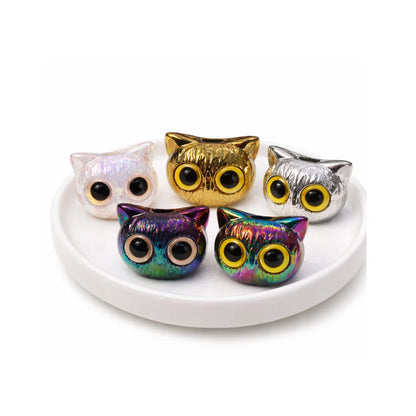 AB Plated Cartoon Big Eyed Cat Charm