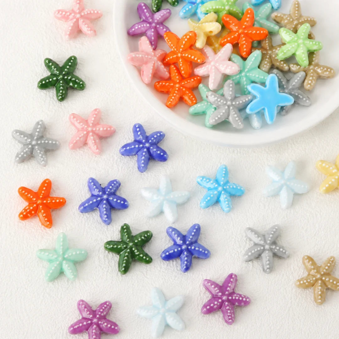 Multicolor Ceramic Starfish Beads