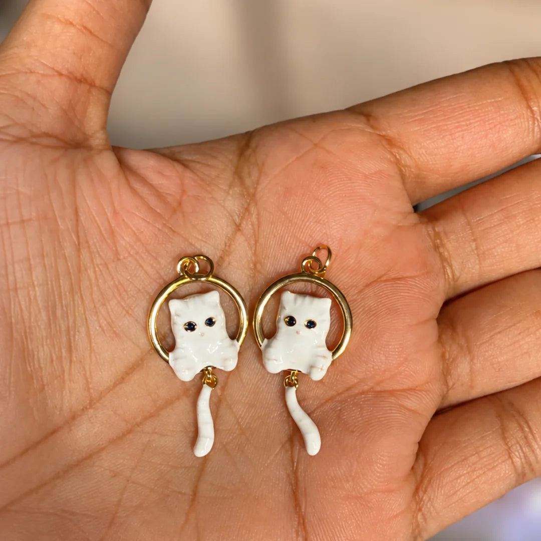 Enamel White Cat Pendant