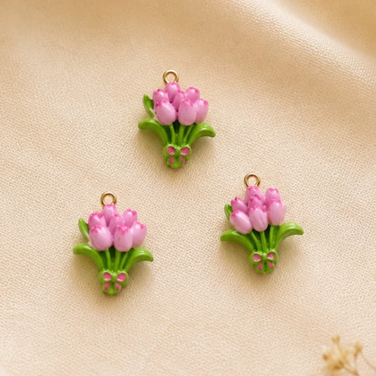 Pink Tulip Bouquet Charm