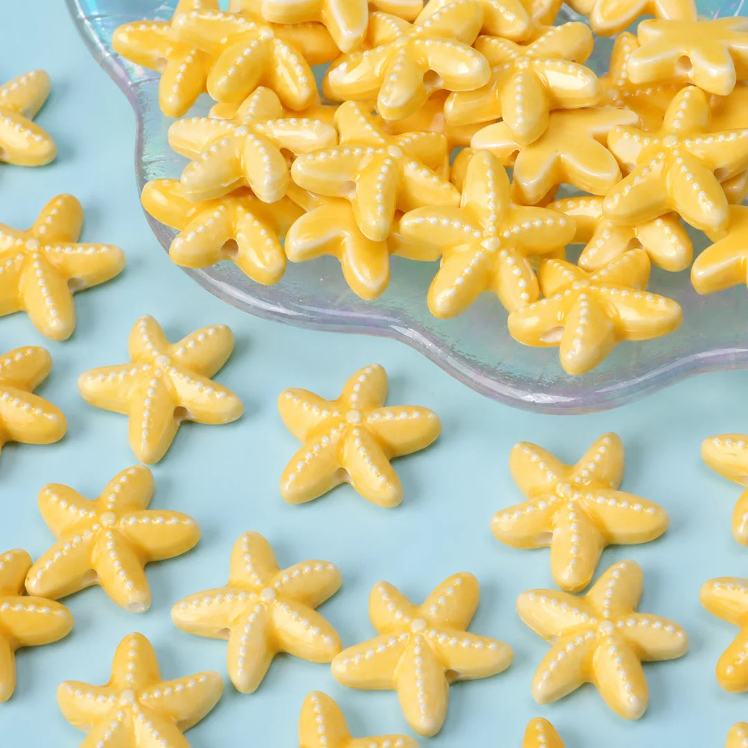 Multicolor Ceramic Starfish Beads