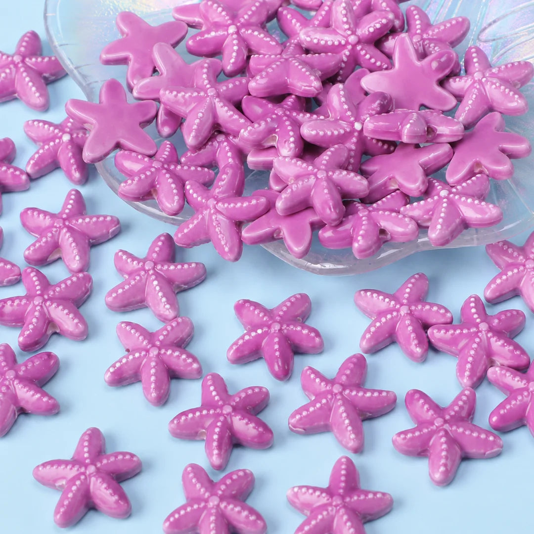 Multicolor Ceramic Starfish Beads