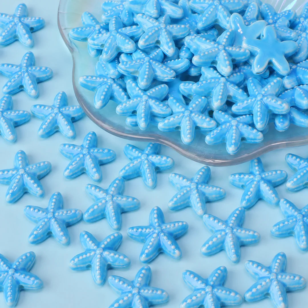 Multicolor Ceramic Starfish Beads
