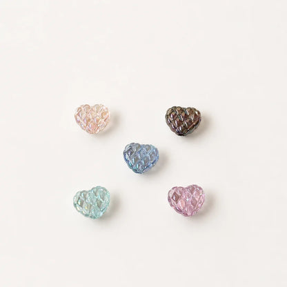 17x20 mm | Iridescent Quilted Heart Beads