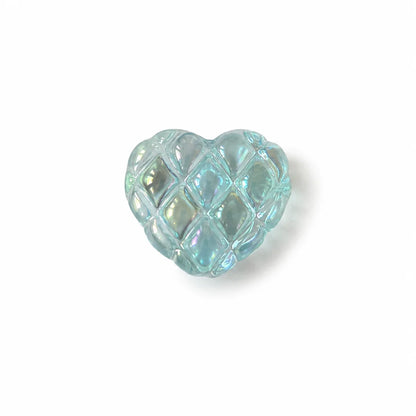 17x20 mm | Iridescent Quilted Heart Beads