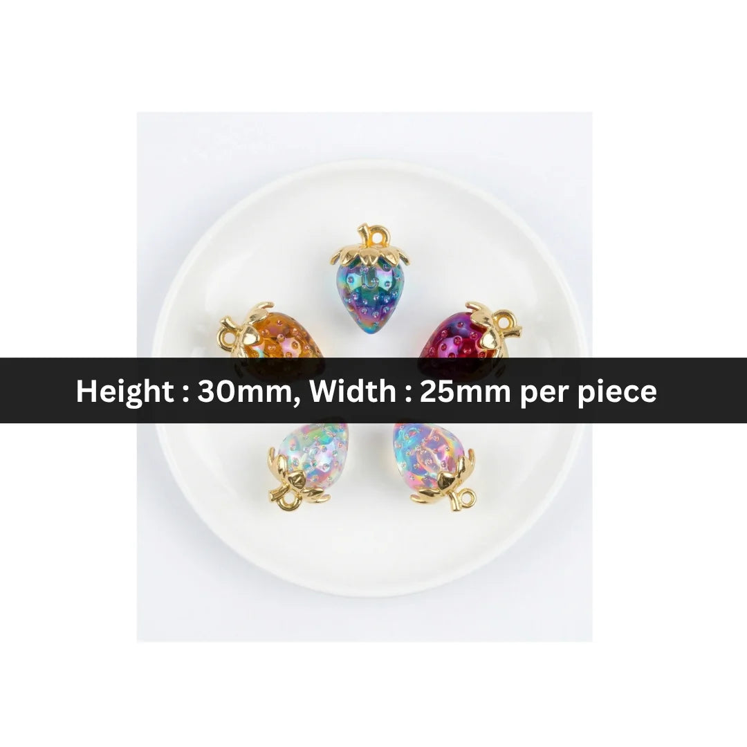 30x25 mm | Iridescent strawberry charms