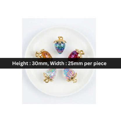 30x25 mm | Iridescent strawberry charms