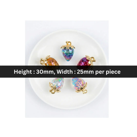 30x25 mm | Iridescent strawberry charms