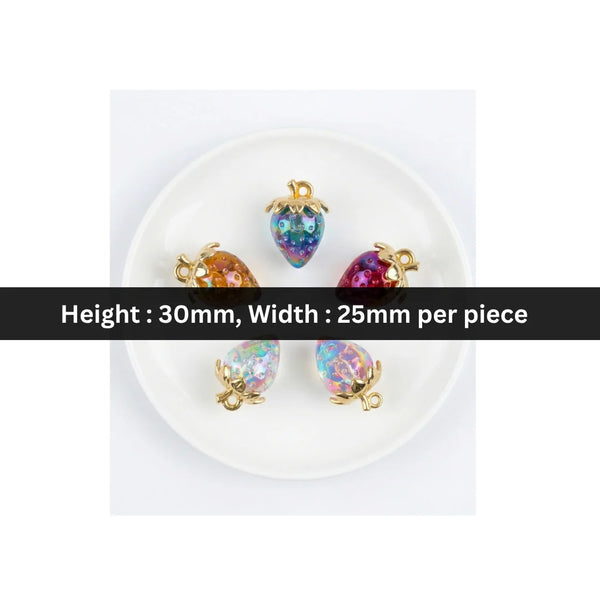 30x25 mm | Iridescent strawberry charms