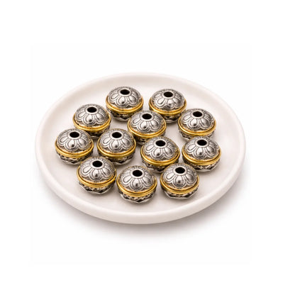5x5 mm | Stainless Steel | Antique Finish Floral Round Spacer Beads