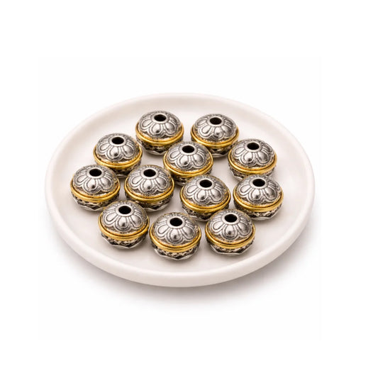 5x5 mm | Stainless Steel | Antique Finish Floral Round Spacer Beads