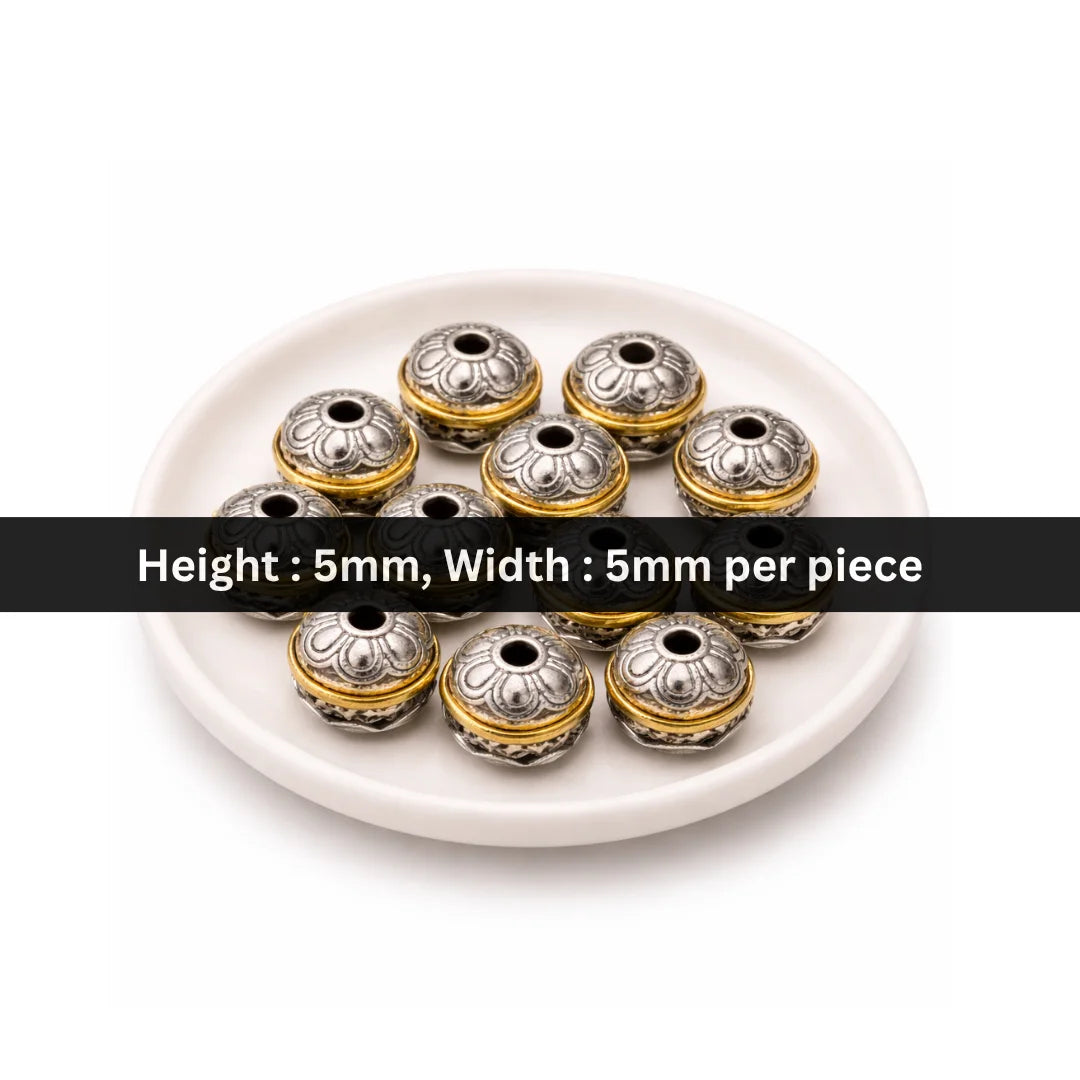 5x5 mm | Stainless Steel | Antique Finish Floral Round Spacer Beads