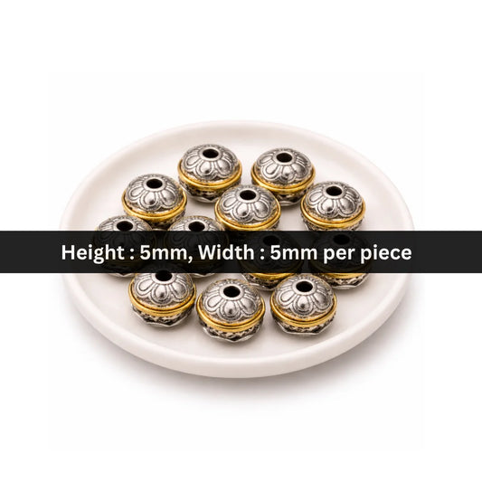 5x5 mm | Stainless Steel | Antique Finish Floral Round Spacer Beads