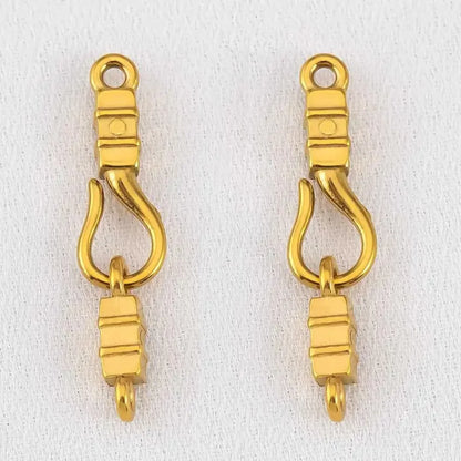 Stainless Steel | Gold Plated S-shaped Hook with Cylindrical Bead | 21mm (H) x 4.6mm (W)