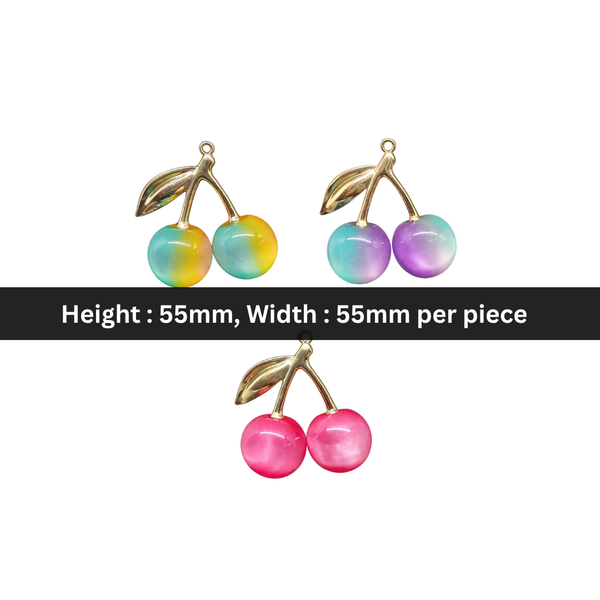 Acrylic | 55x55 mm | Glossy Cherry Pendant With Cat Eye Finish