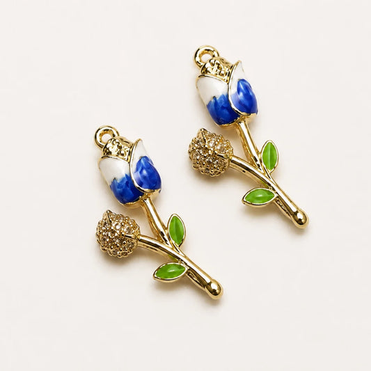Blue Tulip Flower Charm