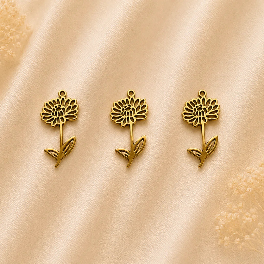 18K PVD Plated Stainless Steel | Birth Month Flower Pendant