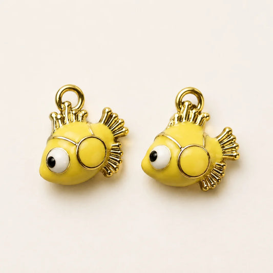 Yellow Enamel Fish Charm