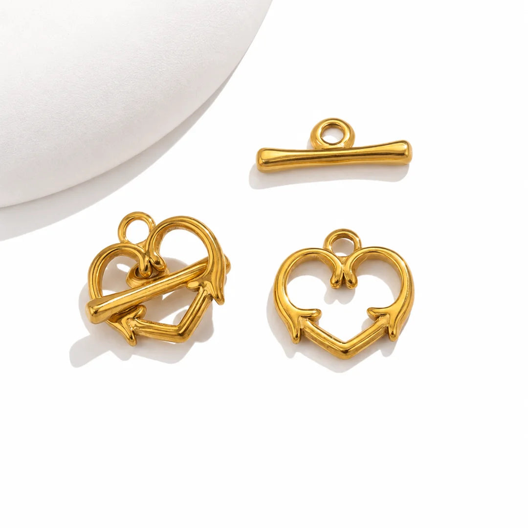 Stainless Steel | Gold Plated Heart Shaped Arrow  OT Toggle Clasps