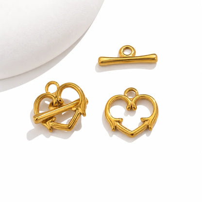 Stainless Steel | Gold Plated Heart Shaped Arrow  OT Toggle Clasps