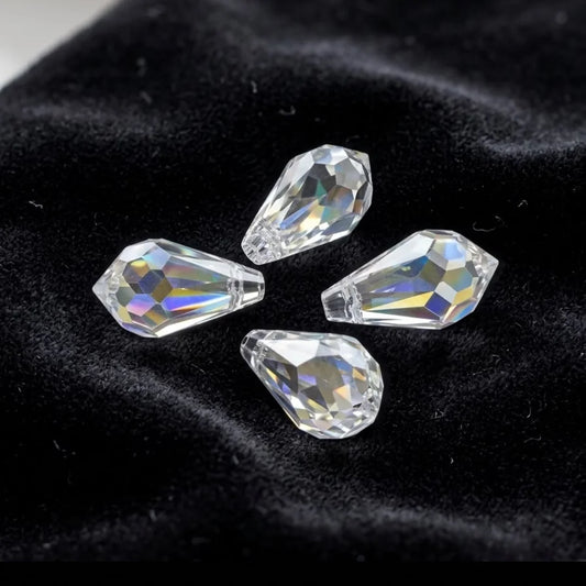 Teardrop Crystal AB Faceted Glass Beads | 1.2x0.6 cm