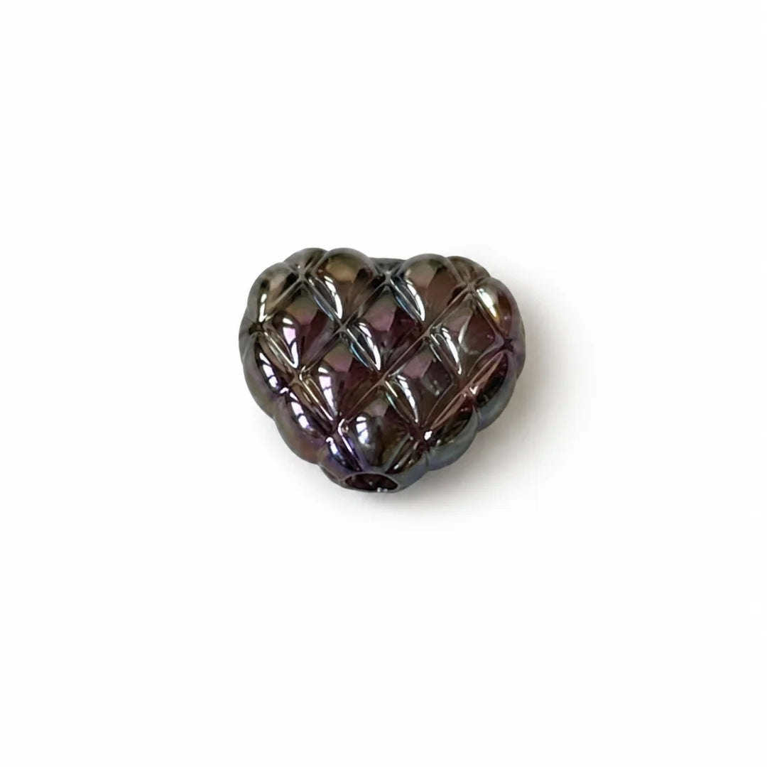 17x20 mm | Iridescent Quilted Heart Beads