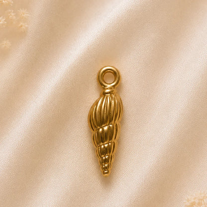 18K PVD Plated Stainless Steel | Sea Shell Charm | 2x 0.6 cm