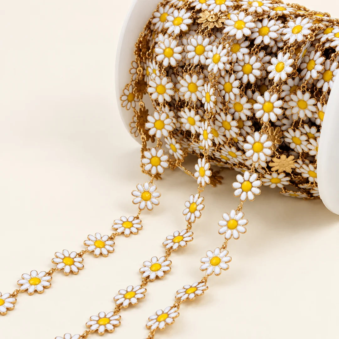 Stainless Steel | 1 Ft Daisy Flower Chain | 10mm x 10mm