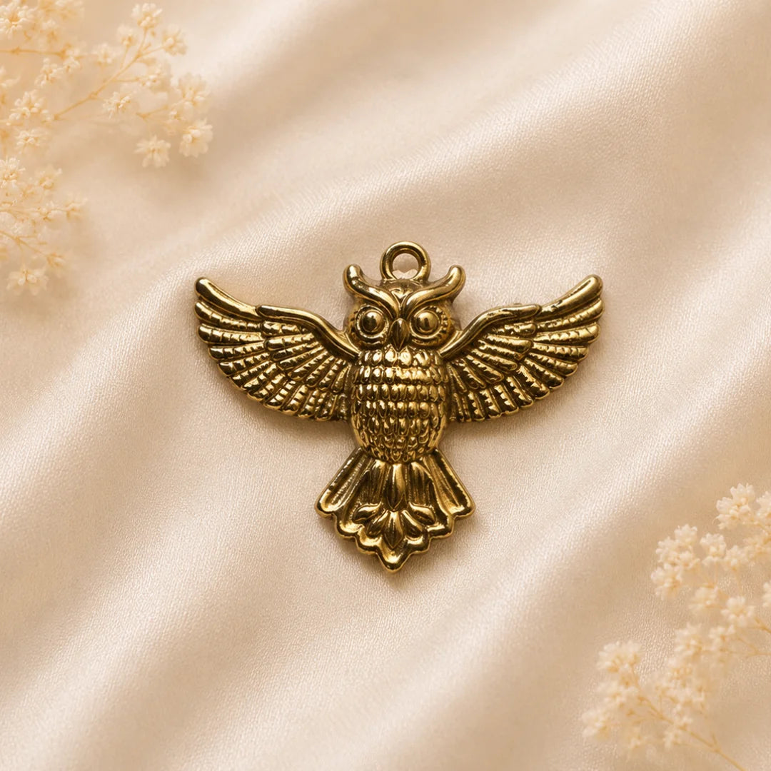 18K PVD Plated Stainless Steel | Owl Charm | 2.5 x3.5 cm