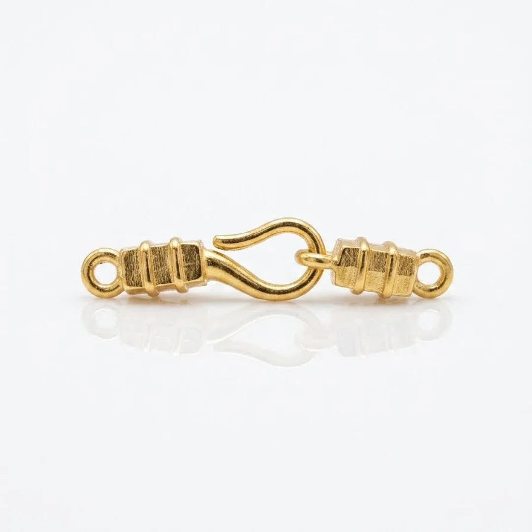 Stainless Steel | Gold Plated S-shaped Hook with Cylindrical Bead | 21mm (H) x 4.6mm (W)