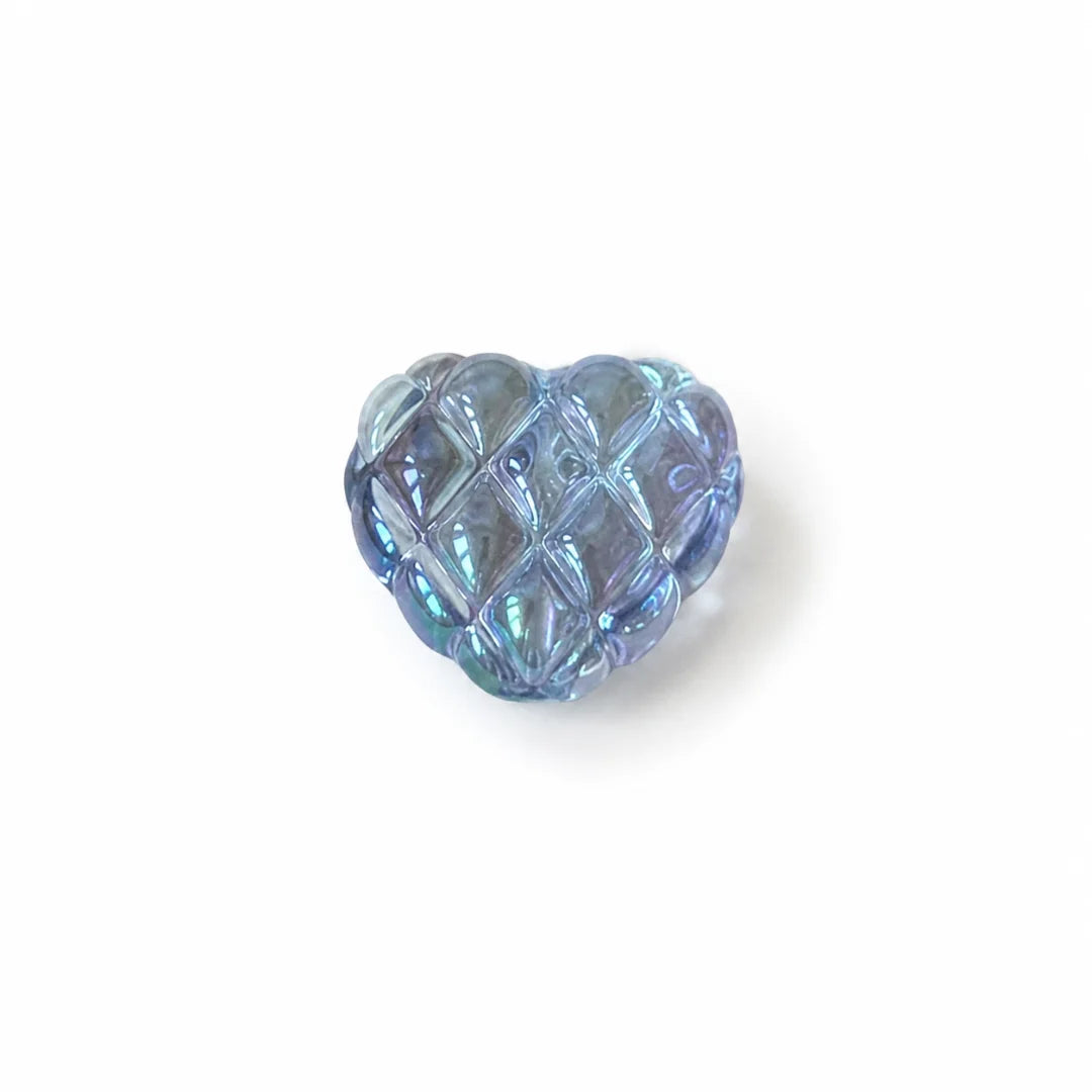17x20 mm | Iridescent Quilted Heart Beads
