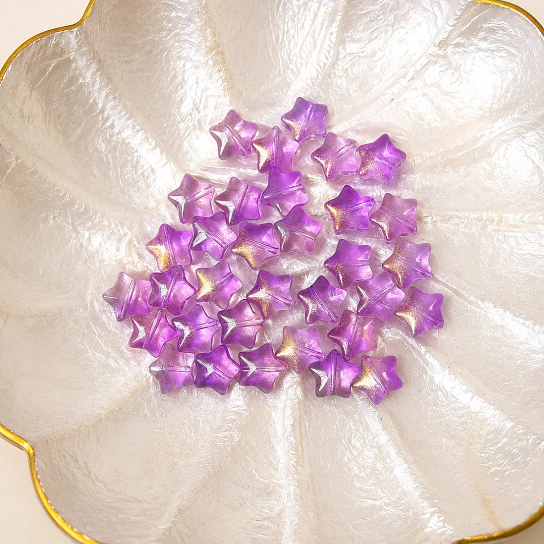 Star Glass Bead - Purple with Gold