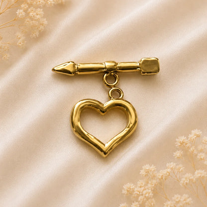 18K PVD Plated Stainless Steel | Heart Shaped Toggle Clasp Charm | 2x2 cm