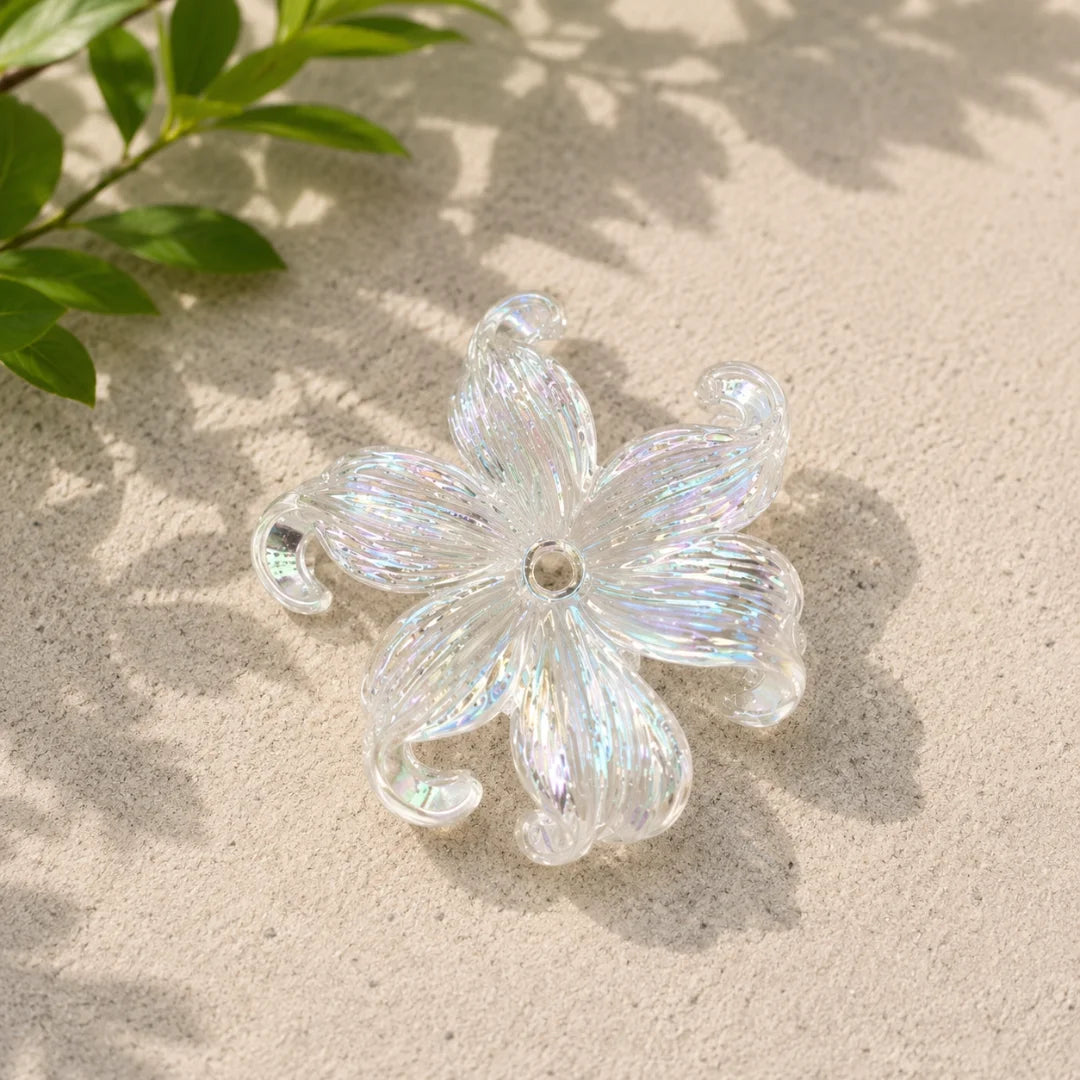 Cute Flower with Curly Leaf Acrylic Beads