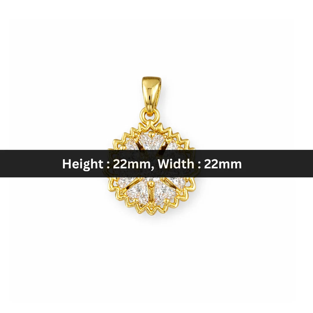 Stainless Steel | 22x22 mm | Zircon Crystal Aurora Starburst Pendant