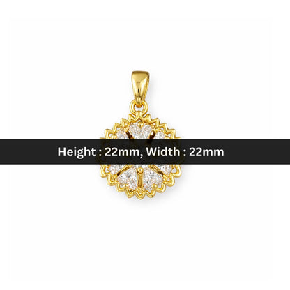Stainless Steel | 22x22 mm | Zircon Crystal Aurora Starburst Pendant