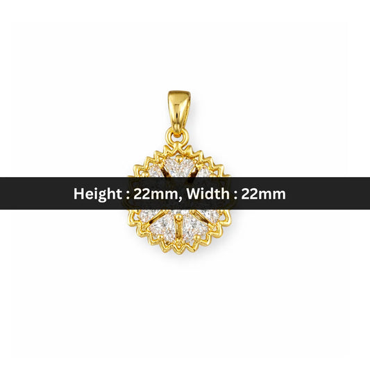 Stainless Steel | 22x22 mm | Zircon Crystal Aurora Starburst Pendant