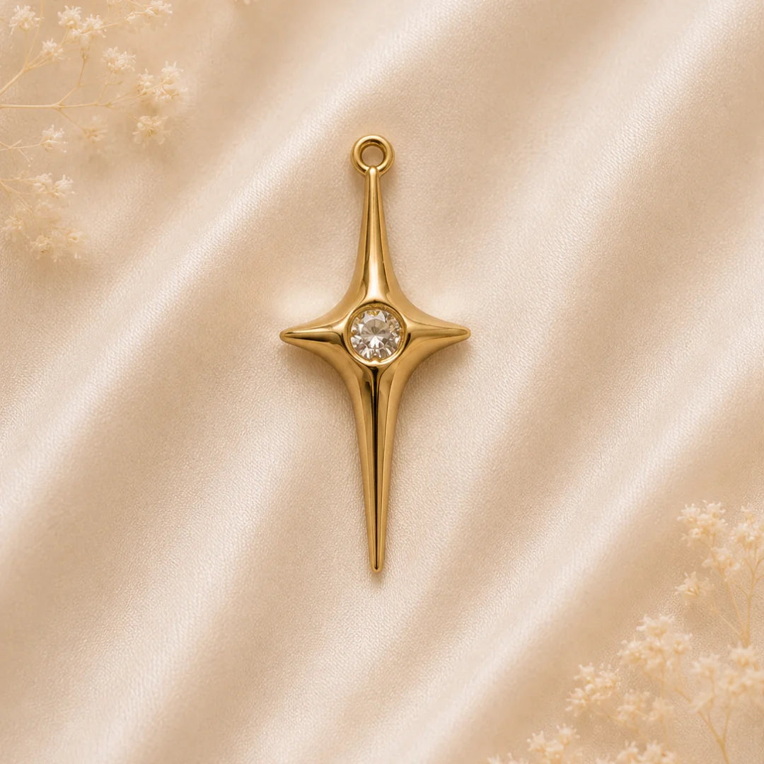 18K PVD Plated Stainless Steel | Star Cross Pendant | 2.6 x 1.3 cm