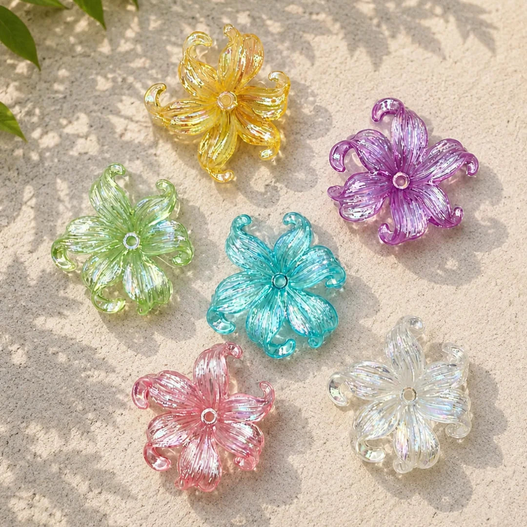 Cute Flower with Curly Leaf Acrylic Beads