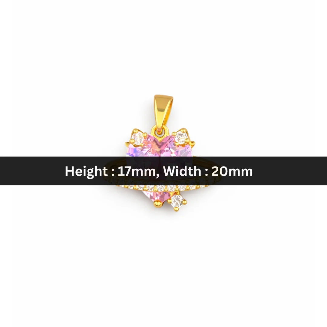 Stainless Steel | 17x20 mm | Zircon Crystal Pink Heart Ring Pendant