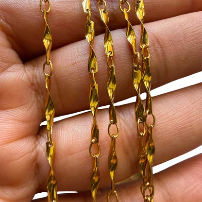 1Ft 14K Gold Plated Stainless Steel Dolphin Curved Link Chain