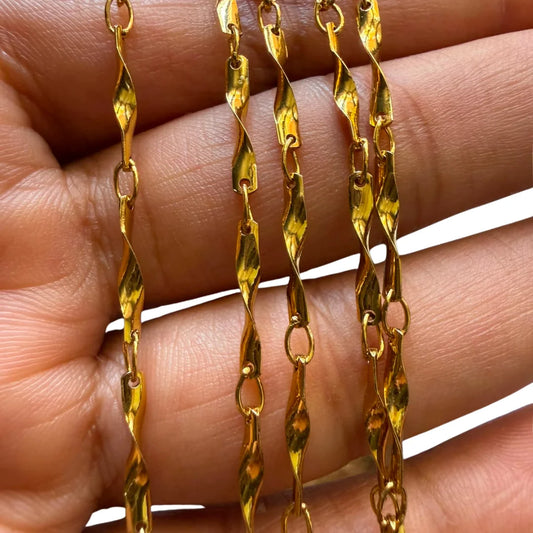 1Ft 14K Gold Plated Stainless Steel Dolphin Curved Link Chain