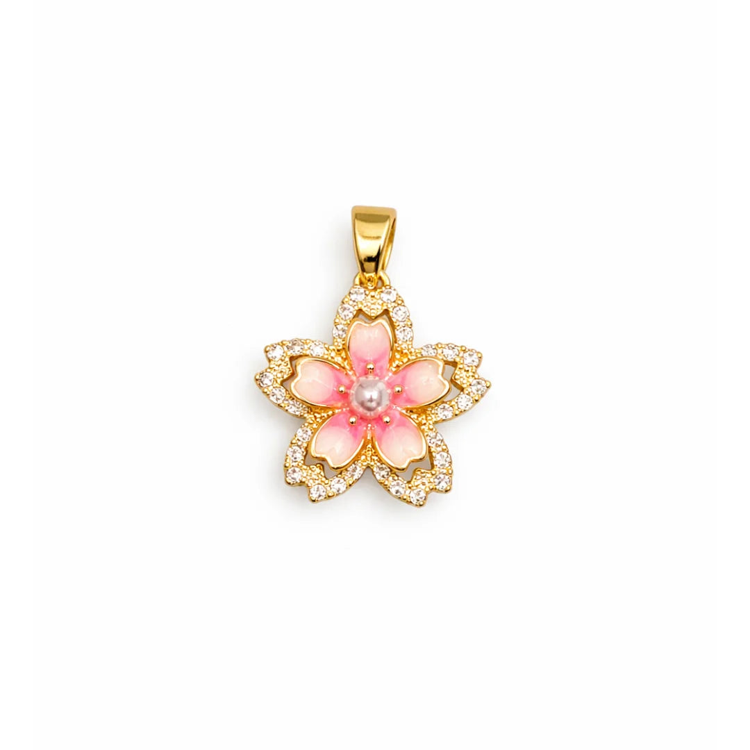 Stainless Steel | 23x17 mm | Zircon Crystal Blossom Flower Pendant