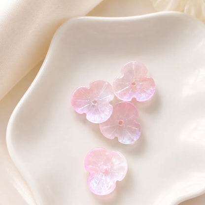 Gradient Three Petal Cherry Blossom Glass Beads | 13mm (W)