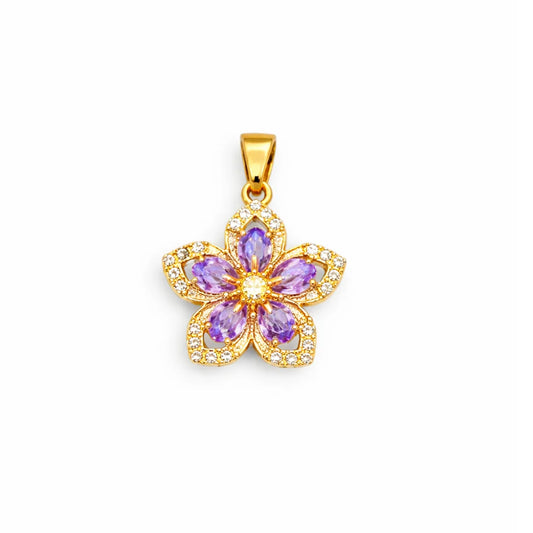 Stainless Steel | 22x17 mm | Zircon Crystal Violet Floral Pendant