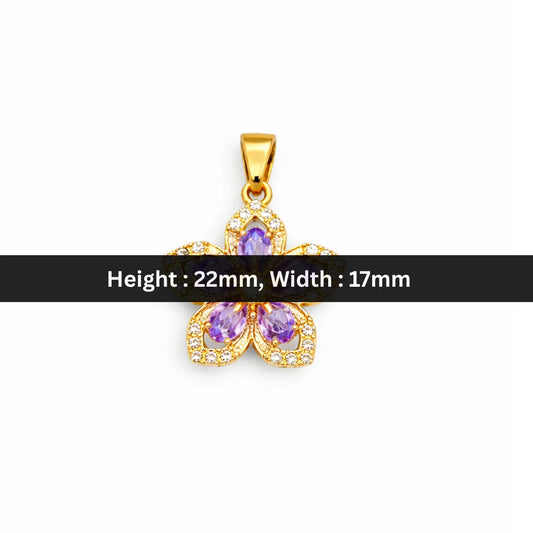 Stainless Steel | 22x17 mm | Zircon Crystal Violet Floral Pendant