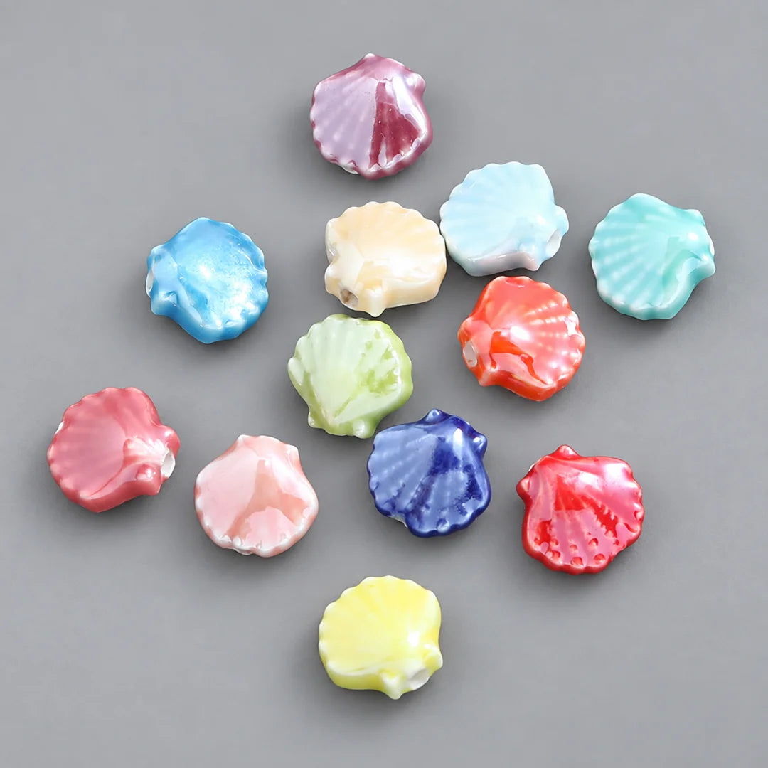 Multicolor Ceramic Shell Beads
