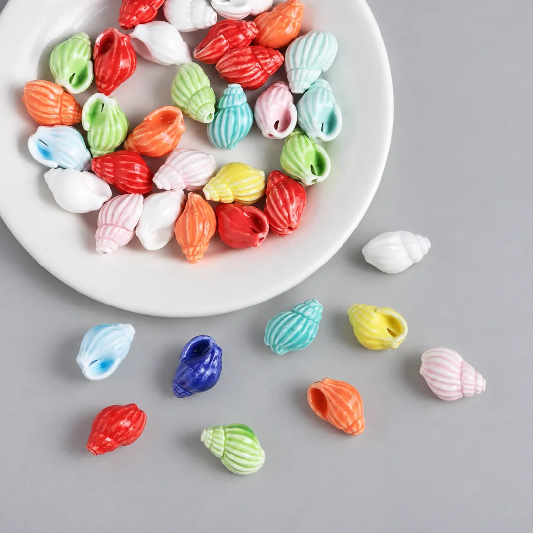 Multicolor Conch Ceramic Shell Beads