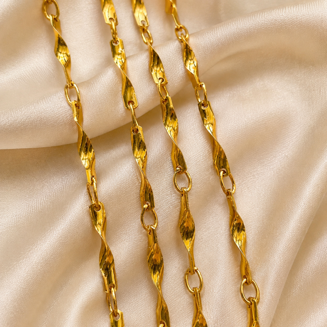 1Ft 14K Gold Plated Stainless Steel Dolphin Curved Link Chain